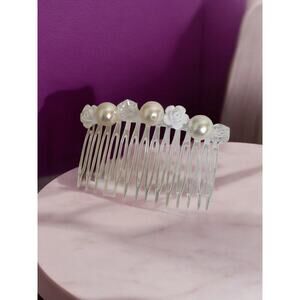 Handcrafted Hair Comb Faux Pearl Rose Crystal Hairpin Hair Accessory Hair Adult